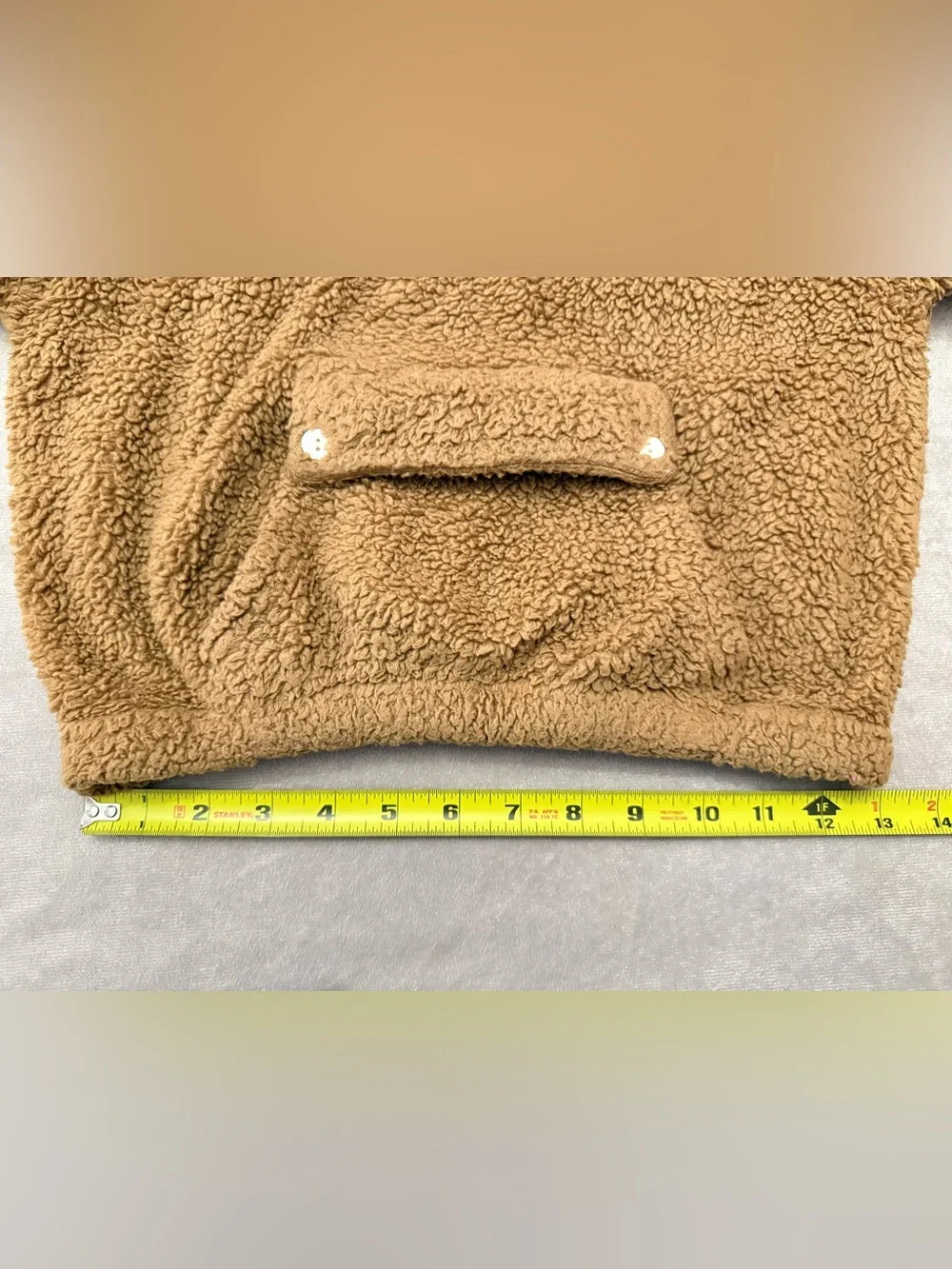 SHEIN Girls Teddy Fleece Hoodie Size 5Y Brown Sherpa Pullover Hooded Sweatshirt